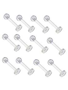 10PCS Invisible Clear Acrylic Lip Labret Tragus Cartilage Helix Piercing Replacement Soft Bar Body Jewelry Piercing - Clear - View 4