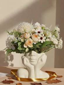 One Artistically - Designed Vase In The Shape Of A Woman With Hands Cupping Her Face. It's Simple Yet Stylish, With A Uniquely Charming Hand - Cupping - Face Design. Ideal For Arranging Fresh Or Artificial Flowers, And Can Also Be Used For Storing Cosmetics. Suitable For Decorating Living Rooms And Bedrooms All Year Round, A Must - Have For Daily Home Decor. Room Decor Flower Vase Glass Vase