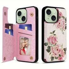 Funda tipo cartera de piel sintética con bloqueo RFID para phone 15/14/13/12/11 Pro. Incluye tarjetero, soporte, doble cierre magnético, relieve floral y diseño a prueba de golpes. Ideal para mujeres y niñas. - Colores mixtos 3 - Ver 8