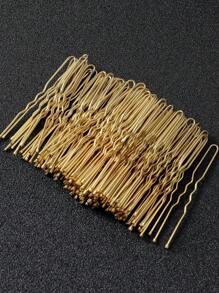 200/100/50/20个女士简约金色纯色U型发夹，女士发饰，金色直发夹，小黑夹，发饰发夹，断发侧夹，波浪硬夹，女士U型固定发夹。