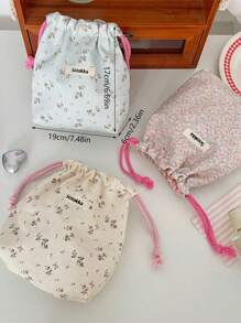 1 pezzo Borsa multifunzione con stampa floreale ditsy, borsa per fotocamera, borsa per il trucco, borsa con coulisse, borsa da viaggio, borsa per il trucco portatile, borsa per prodotti per la cura della pelle, borsa per articoli da toeletta, organizer per gioielli, organizer per rossetti, organizer per oli per le labbra, organizer per smalti, organizer per fermagli per capelli, portafoglio, elementi essenziali da viaggio, elementi essenziali per dormitorio, regali di compleanno, regali per damigelle, regali per la mamma, regali per insegnanti, regali di San Valentino