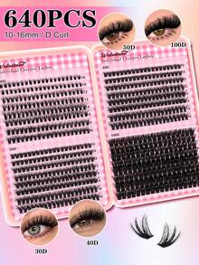 640pcs 800pcs Lash Clusters ,30D 40D 50D 100D Lashes Eyelashes, D Curl Pestañas With Natura Lashes Cluster Eyelash, 0.07 Cluster Lashes Fake Eyelashes, Super Soft Eyelash Clusters Book,Makeup Tools - 粉色 - 查看 6
