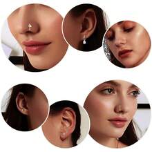 Milacolato PCS 20G Dangle Nose Rings For Women - Butterfly, Heart, Moon, Flower, Cross CZ Hoops - Cartilage Earring Piercing Jewelry - 彩色 - 查看 3