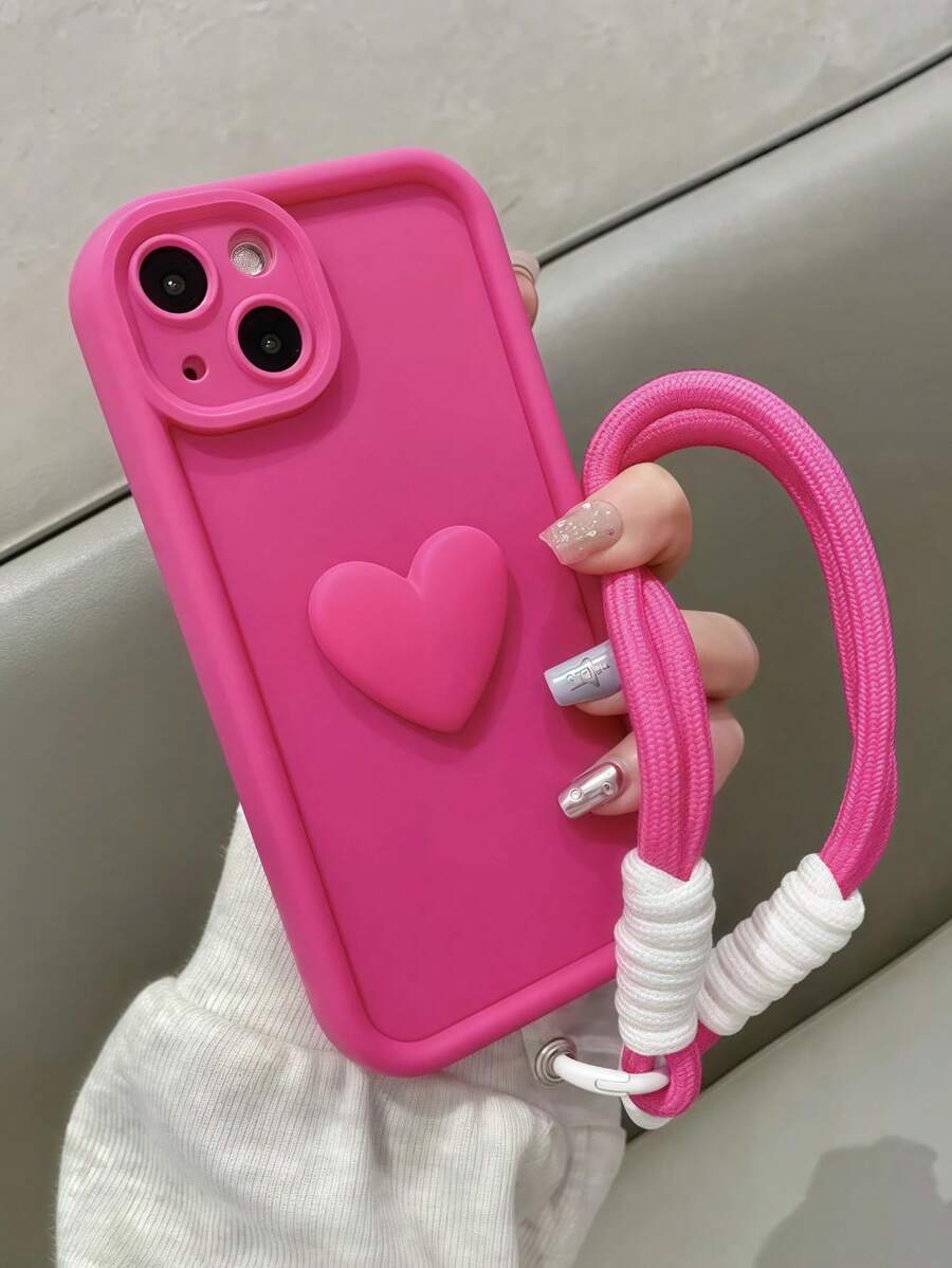 1 个玫瑰红渐变手机壳 + 3D 心形 + 卡夹挂绳 适用于 Apple 16 Pro Max/16 Plus/16 Pro/16、15 Pro Max/15 Plus/15 Pro/15、14 Pro Max/14 Plus/14 Pro/14、13 Pro Max/13 Pro/13、12 Pro Max/12 Pro/12、11 Pro Max/11 Pro/11、XS Max/XR/XS、7#8 Plus/7#8，防震保护套 防水 防摔 防刮 - 玫紅色 - 查看 1