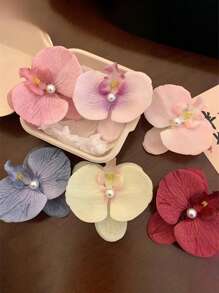 1 件花朵甜美仿真蝴蝶兰花刘海发夹头饰非常适合拍照、海滩派对装饰优雅美丽的情人节礼物、爪夹、发夹、发夹、发夹、发夹 - 彩色 - 查看 3