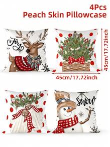 4 件套圣诞装饰枕套、雪人圣诞树驯鹿图案靠垫套、圣诞快乐派对装饰、圣诞客厅卧室装饰枕套、圣诞床椅沙发装饰沙发套、圣诞家居装饰、房间装饰、2026 新年装饰、圣诞装饰、圣诞礼物