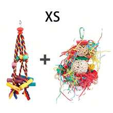1pc Parrot Rope Colorful Wooden Block Chew Toy (L30cm X W9cm), Parrot Chewing & Boredom Relief Hanging Toy, Bird Cage Accessory, Random Color - Multicolor - View 7