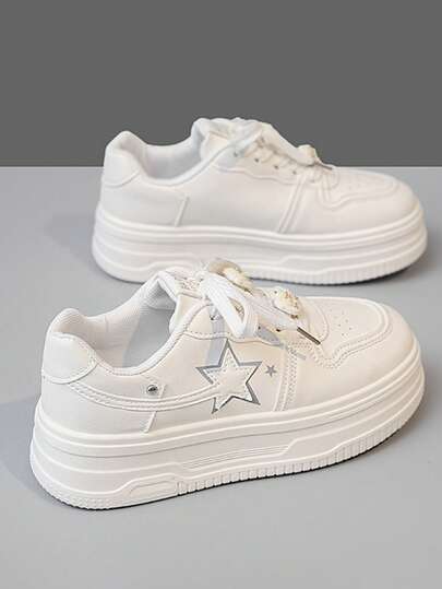 Zapatillas planas de mujer blancas versátiles y de moda , Tenis Plataforma Dama, Zapatillas De Tenis Planas Amortiguadas Y Ligeras Para Mujer, Zapatos De Tenis Mujer De Suela Gruesa Transpirable De Moda - Versátil para casual deportivo actividades, modernas y versátiles, cómodas y ligeras, estilo popular de celebridad de Internet.