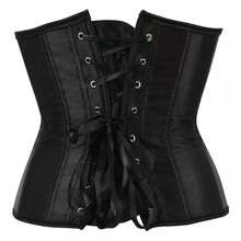 Satin Underbust Corset Waist Slimming Shaping Belt Tightlacing - 黑色 - 查看 2