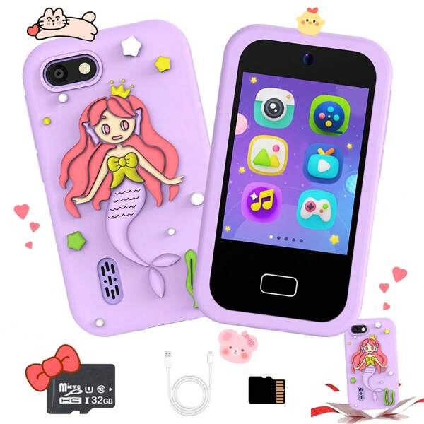 Children's Smart Phone Toys With Dual Camera, Games, Multi-Filters And Stickers, Toddler Music Player With Features Including Game Alarm Clock,Habit Formation,Storybooks,Drawing, Calculator, Video,Mermaid Toys Phone For Girls Boys Ages 3-10 Christmas Birthday Gifts, Kids Phone Toy, Best Back To School And Birthday Gifts