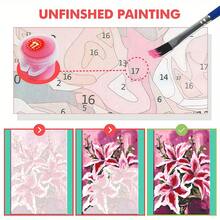 طقم الرسم الزيتي الرقمي DIY للكبار، 20*30 سم مع الألوان والفرش، مثالي للتخفيف من التوتر، الرسم بالأرقام، لوحة مرقمة يدوية، تصميم كانفاس ملون بالزهور، ديكور جداري للغرفة، جدارية، رسم للمبتدئين، هدية مثالية للأصدقاء - احمر خشبي - مشاهدة 2