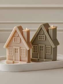 1pc 3D House Silicone Mold For DIY Candle, Resin And Plaster Crafts - Durable, Flexible, High-Temperature Resistant Reusable Mold With Intricate Architectural Design - Great For Home Decor, Birthday And Holiday Gifts, Candle Mold