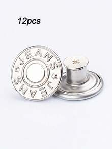 6/12/24颗可调节牛仔裤纽扣，宽松牛仔裤纽扣别针，牛仔裤纽扣，扁平免缝可拆卸牛仔裤缝纫纽扣，腰部可调节金属纽扣，腰部纽扣，可重复使用的可调节金属裤子收紧纽扣，牛仔裤纽扣别针，可调节纽扣配件，免缝腰部收紧金属铆钉扁平，适合DIY服装修补，是旧牛仔裤改造和尺寸调整的理想选择。 - 銀色 - 查看 10