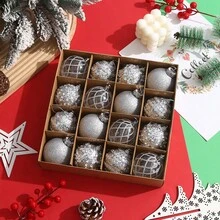 6cm/16pcs Glitter Christmas Balls Set, Suitable For Holiday Parties, Christmas Parties, Scene Decoration, Holiday Decoration, Home Decoration, Holiday Decoration, Party Gifts, Room Decoration, Window Decoration, Bedroom Decoration, Home Decor, Fun Christmas Party Decorations, Merry Christmas, Happy New Year, Christmas Gifts, Christmas Ornaments
