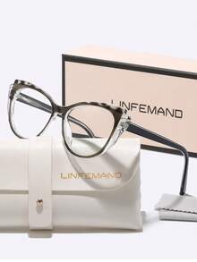 LINFEMAND Multi-Color Block Patchwork Cat Eye Decor Fashion Non-Prescription Glasses, Women Party/Dance Outfit, Photo Accessory, Holiday Gift - Multicolor - View 10