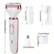 4-In-1 Women's Electric Hair Removal Kit - Includes Electric Hair Clipper, Bikini Trimmer, Eyebrow Trimmer, Nose Hair Trimmer - USB Rechargeable - Portable, Gentle Women's Face, Nose, Legs, And Underarm, Bikini Area Hair Removal - Perfect Women's Gift And Mother's Day Gift - Gold - View 9