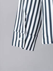 2pcs/Set Boys' Spring & Autumn Striped Long Sleeve Lapel Shirt & Pants Suit, Comfortable Casual Outfit, School Style