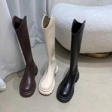Women Mid-Calf Boots - Khaki Single Lining - View 2