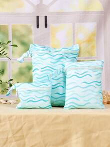 3件/套便携式储物袋可重复使用尿布袋，适用于妈妈、尿布湿袋、旅行、海滩、露营、健身房、游泳尿布袋 - 彩色 - 查看 13