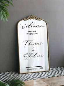 定制“欢迎参加我的婚礼”婚礼装饰水晶转印贴纸，可定制新郎新娘姓名和婚礼日期。定制婚礼座位安排贴纸 - 婚礼标志装饰 DIY 婚礼贴纸 - 座位安排欢迎镜面贴纸 - 彩色 - 查看 3