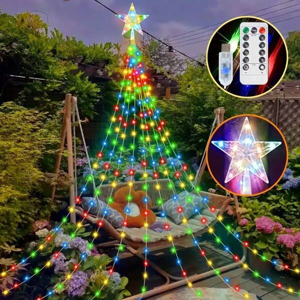 USB Powered LED Waterfall & Starry String Lights With Remote Control - 8 Modes, Adjustable Height, Infrared Sensor, Suitable For Outdoor/Indoor Fairy Lighting - Great For Patio, Party, Wedding, Christmas, Halloween, Thanksgiving Decor