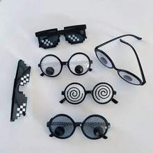 1pc Novelty Mosaic Glasses With Animated Eyes - Fun Party Accessory For Men & Women, Suitable For Events, Weddings, Birthdays, Bachelorette Parties, Graduations And Carnivals - Fashionable Glasses And Spiral Shapes, Eyewear Accessories