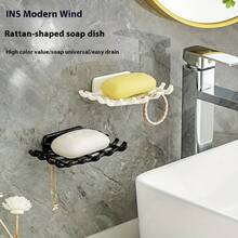 1PC Wall-Mounted Soap Dish With Drain - No-Drill Bathroom Organizer For Soap, Toothbrushes, And More - Durable Plastic Rectangular Design For Modern Bathrooms, Toothbrush Holder | Minimalist Soap Tray | Water Flow Function, Soap Bar Holder Bathroom Accessories Bathroom Tools - Multicolor - View 6
