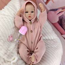 1pc Soft Cloth Body Half Glue Simulation Dolls 46cm Pink Dress Cute Reborn Doll Playing House Accompanying Toys Birthday Gifts