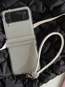 Luxury 3D Rhinestone Butterfly Water Ripple Folding Phone Case With Bowknot Pendant Compatible With Samsung For Galaxy Z Flip7 6 Z Flip 5 Z Flip 4 Z Flip 3 INS Clear PC Hard Protect Back Cover - Drill Rope - View 7