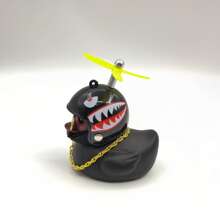 1 件经典橡胶鸭自行车车把装饰 - 带螺旋桨、眼镜、金链和喇叭，亮黑色，适用于自行车零件、自行车配件 | 独特设计 | - 黑色 - 查看 14