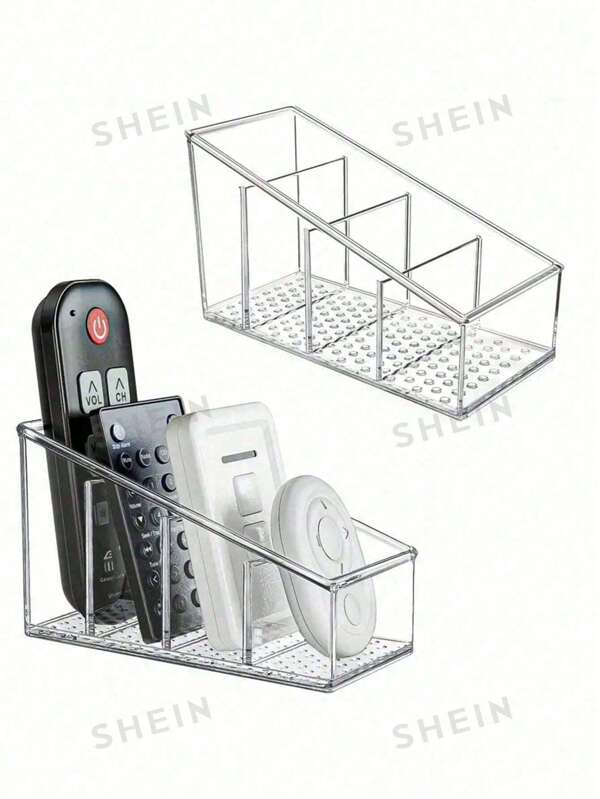 1 pieza Soporte transparente para control remoto de escritorio, caja de almacenamiento de plástico para organizar controles remotos