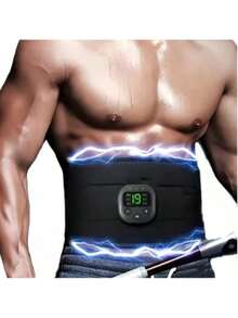 AXH 便携式USB充电腰部按摩器，电动手臂、臀部、腿部训练器，塑形腰带，健身按摩器 - 黑色 - 查看 11