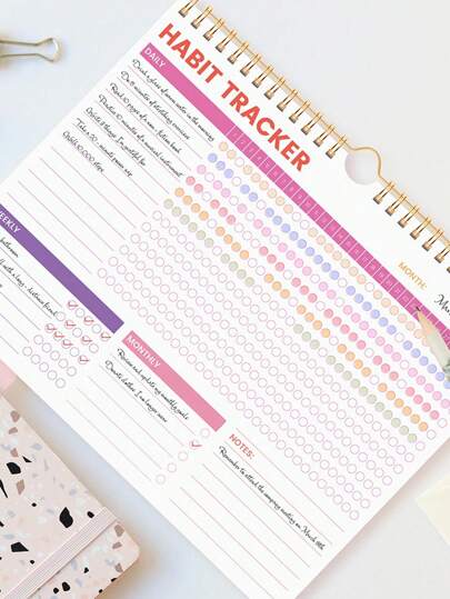 Trees Habit Tracker Calendar Spiral Binding Habit Journal With 12 Different Plant Pages, Undated Daily Weekly Monthly Habit Tracker To Boost Productivity, 10*8 Inches, 12 Sheets