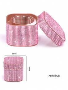 1pc Diamond-Bordered Nail Brush Cleaner Glass Cup With Cover Shiny Rhinestone Glass Manicure Tools - Multicolor - View 19