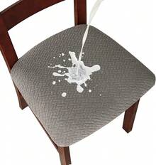 Seat Covers For Dining Room Chair Seat Slipcovers Kitchen Chair Covers (Beige, 4 Pcs) - 防水灰 - 查看 12