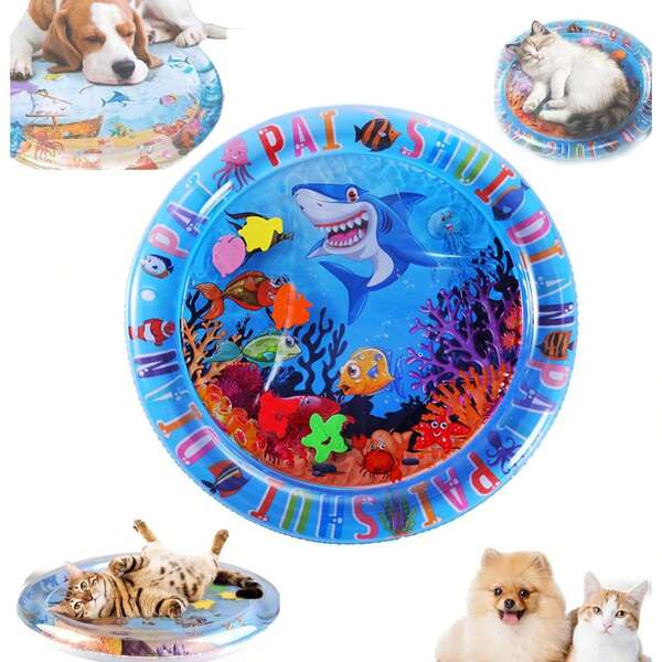 Nuevo Tapete de Agua para Gatos Reforzado 2025, Cama de Agua para Gatos, Diseño Anti-Arañazos, Tapete de Agua para Mascotas con Patrón de Peces, Refrescante y Cómodo, Duradero y a Prueba de Fugas, Adecuado para Gatitos y Cachorros