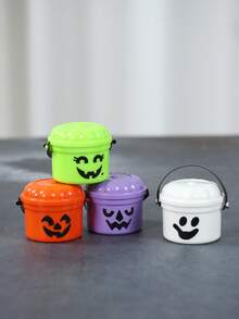 4pcs Halloween Candy Bucket Box Set, Halloween Candy Storage, Vintage Bucket Style Plastic Gift Candy Box Bag, Halloween Party Gift Packaging Box, Halloween Decorations, Halloween Home Decor, Room Decor, Halloween Table Decor, Cute Ghost Face "Trick Or Treat" Candy Gift Box Mini Bucket, Halloween Party Favors, Halloween "Trick Or Treat" Party Table Decor Supplies, Cute Halloween Table Centerpiece - Halloween Cute Bucket - View 5