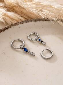 3pcs/Set Elegant Cubic Zirconia Waterdrop Pendant Earrings Set, For Women Daily, Date, Party, Festival Gift