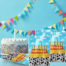 10/20/60pcs Cartoon Story Birthday Party Gift Bags, Cow Pattern, Cowboy Theme Party Supplies, Blue Sky White Cloud Pattern, With Handles, Cartoon Toy Theme Birthday Party Decorations - Blue - View 2