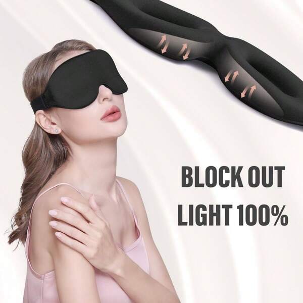 1 pieza Máscara para dormir YIVIEW para durmientes de lado, bloqueo de luz completo Máscara de dormir 3D, Cubierta de ojos suave y transpirable para mujeres y hombres, antifaz relajante sin presión para la noche