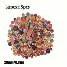 50pcs 15mm & 20mm Mixed Color Smooth Retro Wooden Buttons, 2-Hole Flat Wooden Buttons, Suitable For DIY Sewing Crafts Decoration Or Wooden Crafts For Notebooks