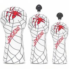 白色高尔夫球杆套 高品质一号木杆套套装 Spider Premium PU 一号木杆球道混合杆高尔夫球杆杆头套。 - 白色 - 查看 1