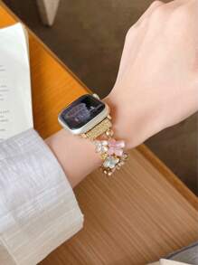 Curea Apple Watch în stil pictură în ulei floral pentru femei, potrivită pentru Apple Watch Series 10/9/8/7/6/5/4, 38 mm/40 mm/41 mm/42 mm/44 mm/45 mm/46 mm/49 mm, vintage și elegantă