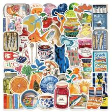 50 Vintage Mediterranean Style Art Stickers - Colorful Food And Lifestyle Designs For Laptop, Luggage, Skateboard, Guitar Decor, Laptop Decor, Colorful Designs, Art Stickers, Cute Stickers, Kitchen, Refrigerator Decor - 50件 - 查看 7