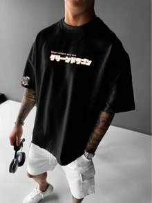 Men's Fashion Casual Dragon T-Shirt Japanese Dragon StreetWear Shirt 100% Cotton High Quality - Black - View 2