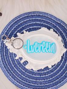 Etiqueta de nombre para mochila, llavero de acrílico personalizado, etiqueta de acrílico personalizada, etiqueta para bolsa de pañales, etiqueta para lonchera, etiqueta para niños, llavero personalizado para Acción de Gracias, Navidad, familia, novia, mamá, regalos, accesorios personalizados, estilo casual callejero - plateado - Ver 21