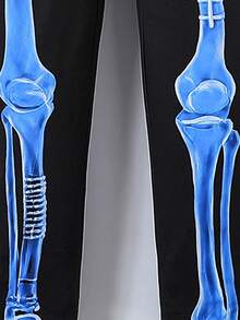 青少年女孩恐怖骷髅连体衣，长袖万圣节服装，角色扮演派对表演 - 彩色 - 查看 6