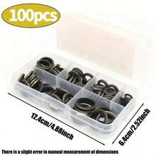 100 件/盒汽车油底壳排放垫片套件，排放塞垫片橡胶排放塞垫片更换密封套件，20 件 M6 - 20 件 M8 - 15 件 M10 - 15 件 M12 - 20 件 M14 - 10 件 M16