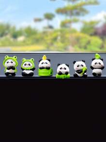 8pcs Car Decoration Ornaments Cute Panda Creative Cartoon Center Console Interior Decoration Ornaments