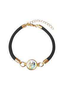 Bluey 1 pieza Pulsera de aleación con diseño de la familia y amigos de la caricatura Blueys, accesorio decorativo de fiesta, accesorio del perro Bluey Bingo, apto para uso diario